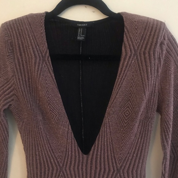 FOREVER 21 Plunge Bodycon Dress Patterned Sz M - Picture 3 of 9